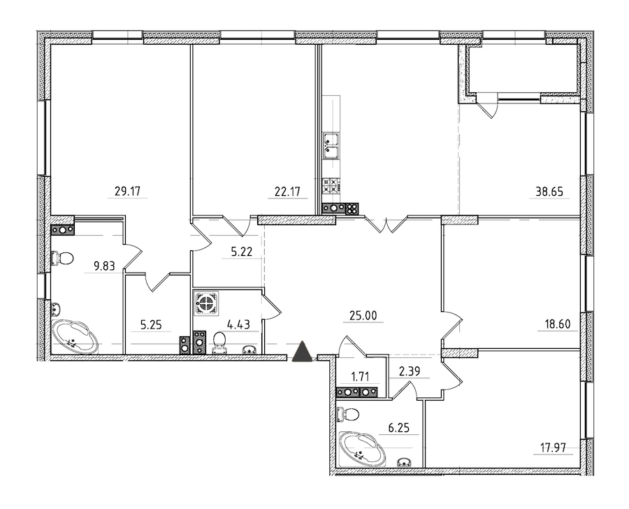 4-комнатная квартира 189.42 м², 5/7 эт., ЖК «Петровская Доминанта»